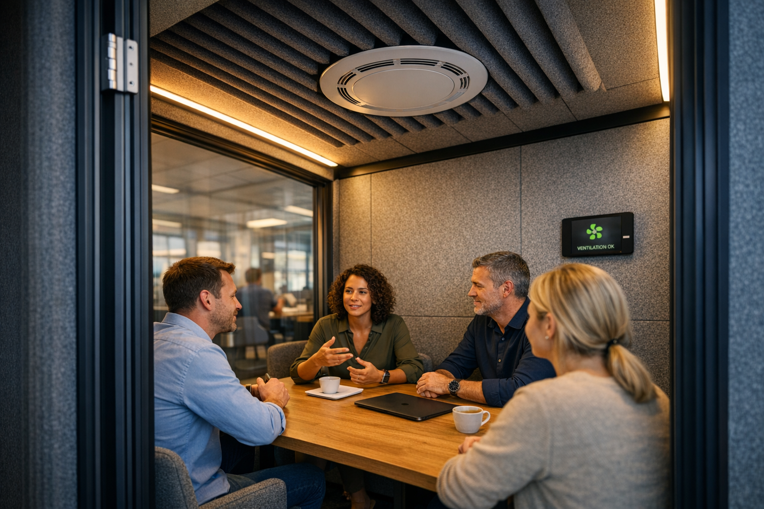 Ventilatie en akoestiek in geluidsdichte cabine