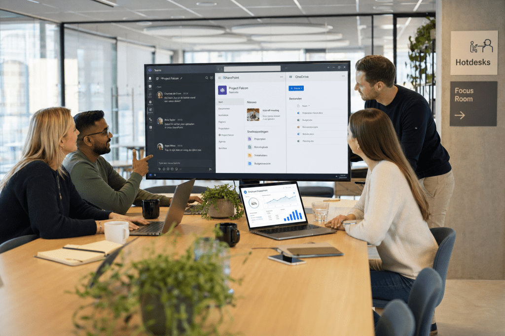 Hoe meet en verbeter je de adoptie van een moderne werkplek (Teams, SharePoint en OneDrive) zodat medewerkers efficiënter samenwerken?