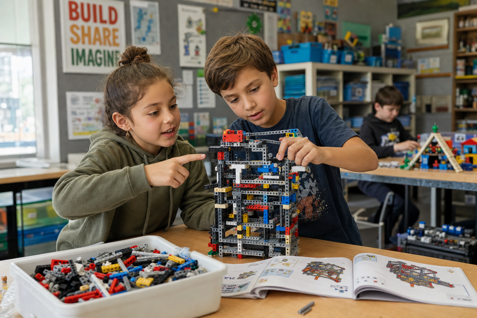 Kind speelt met educatief bouwspeelgoed