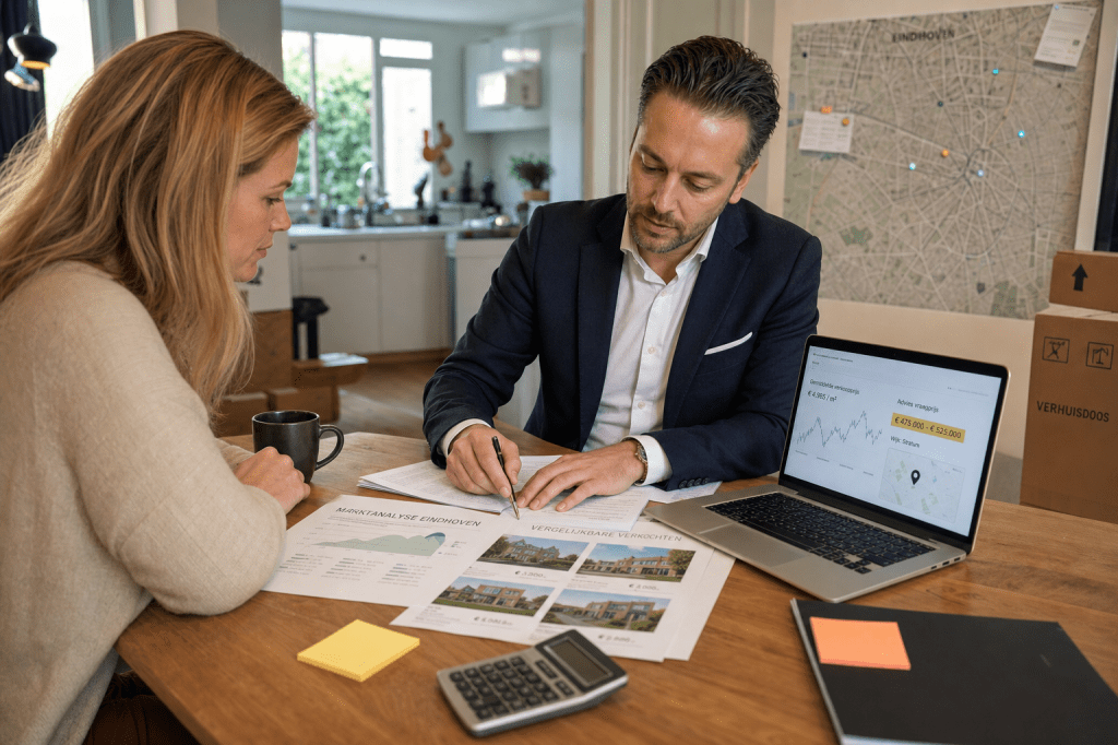 Hoe bepaal je met een verkoopmakelaar in Eindhoven de juiste vraagprijs en onderhandelingsstrategie zonder je woning te laag of te hoog in de markt te&nbsp;zetten?